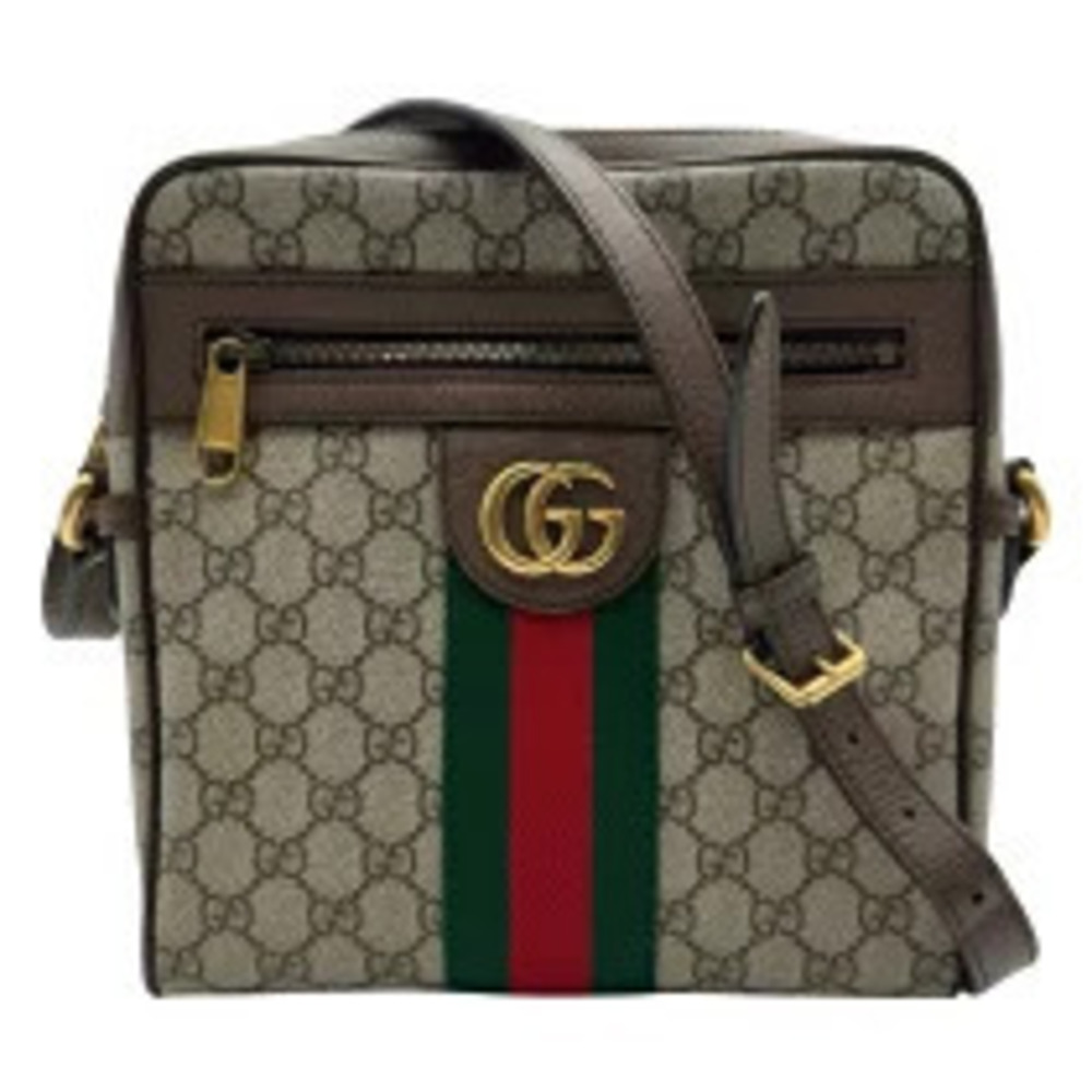 Gucci Ophidia GG Canvas Leather Shoulder Bag Brown